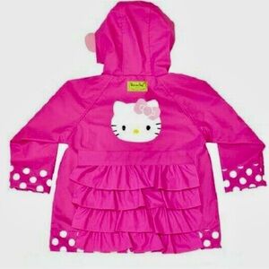 Hello Kitty Girls 5T Waterproof Raincoat Pink Polka Dot